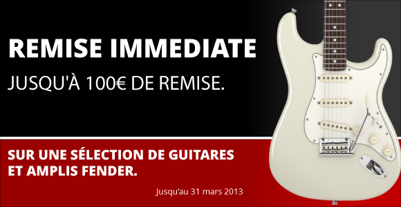 Réduction spéciale Fender sur une sélection de guitare jusqu'à 100€ de remise
