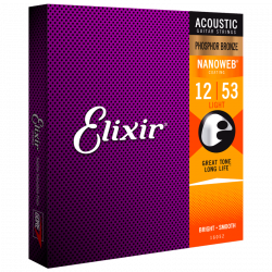 Elixir - Jeux NanoWeb Light Phosphor Bronze 12/53 - 16002