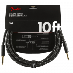 Fender - Câble d'instrument série Deluxe, droit/droit,3M, tweed noir