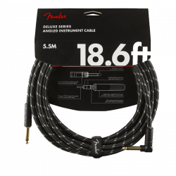 Fender - Câble Instrument Angle Connecteurs plaqués or 24 carats Black Tweed 5,5 mètres - 0990820079