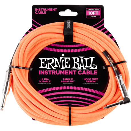 ERNIE BALL - EEB 6079 Jack/jack coudé 3m orange fluo