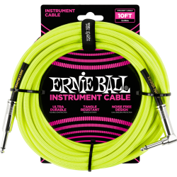 ERNIE BALL - EEB 6080- Jack/jack coudé 3m jaune fluo