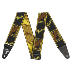 Fender - Sangle WeighLess Monogram Strap, Black/Yellow/Brown, 2"