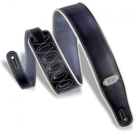 Levy's - Sangle 7 cm, vinyle réversible, bord blanc - Black