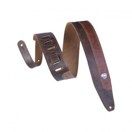 Levy's - Sangle 6,5 cm, cuir et dos en daim doux, double surpiqûre, série Vintage Buffalo - Dark Brown