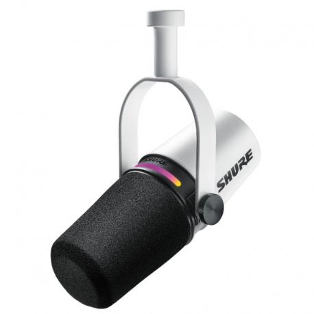 Shure - Micro de podcast XLR & USB-C Blanc MV7+ - SSE MV7+-W