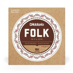 D'addario - Cordes en nylon noir pour guitare folk 80/20 EJ34