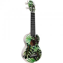 Mahalo - Ukulélé Soprano Monstera avec support mural - GMH MA1MT-WH