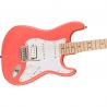 Squier - Guitare Electrique Sonic Stratocaster HSS, touche en érable, pickguard blanc, corail de Tahiti