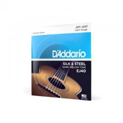 D'Addario - Cordes EJ40 Silk & Steel Folk Guitar, 11-47