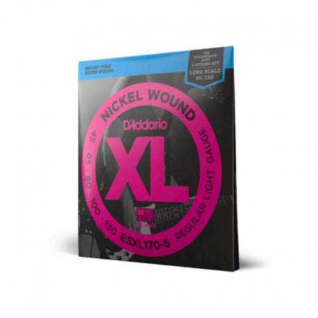 D'Addario - Jeux Basse 5 cordes nickelées ESXL170-5 légère 45-130