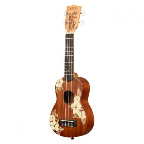 Kala - Hibiscus Mahogany, Soprano, livré avec housse motif Voyage