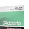 D'Addario Cordes en bronze pour guitare acoustique D'Addario EZ920, 85/15, Medium Light, 12-54