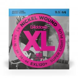 D'Addario Cordes en nickel pour guitare électrique D'Addario EXL120+, Super Light Plus, 9.5-44