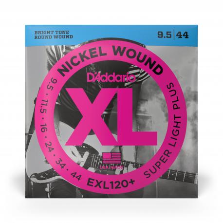 D'Addario Cordes en nickel pour guitare électrique D'Addario EXL120+, Super Light Plus, 9.5-44