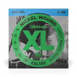 D'Addario Cordes en nickel pour guitare électrique D'Addario EXL130, Extra Super Light, 8-38