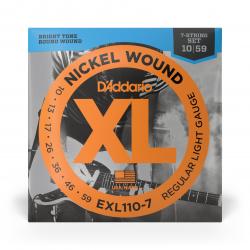 D'Addario - Cordes en nickel pour guitare électrique 7 cordes D'Addario EXL110-7, Regular Light, 10-59