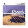 D'Addario Cordes en Bronze Phosphoreux pour Guitare Acoustique avec Revêtement D'Addario EJ26-3D Custom Light 11-52 3-Jeux