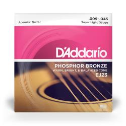 Cordes D'Addario Phosphor Bronze pour guitare acoustique, 9-45 Super Light