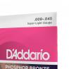 Cordes D'Addario Phosphor Bronze pour guitare acoustique, 9-45 Super Light