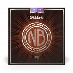 Cordes pour guitare acoustique D'Addario NB1152 nickel bronze, Custom Light, 11-52