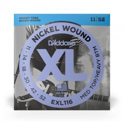D'Addario - Cordes en nickel pour guitare électrique EXL116 Medium Top/Heavy Bottom 11-52