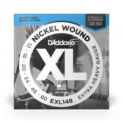 D'Addario - Cordes en nickel pour guitare électrique EXL148 Extra Heavy 12-60