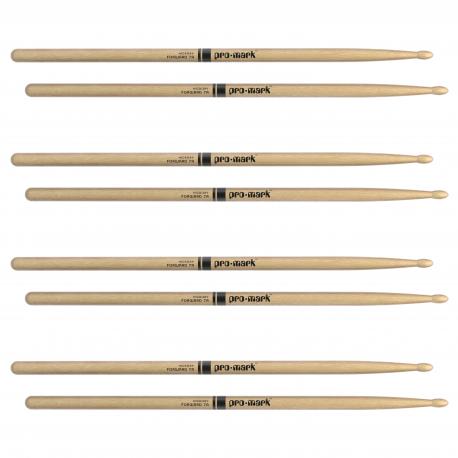 ProMark - Baguettes Classic Forward 7A Hickory, Olive Ovale, lot de 4 paires