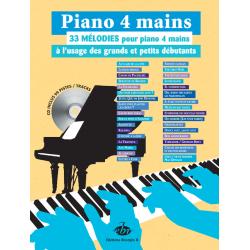 Piano 4 Mains 33 Melodies Pour Grands Et Petits Debutants